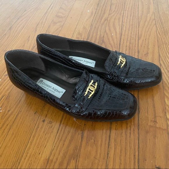 Etienne Aigner Valentine Brown Leather Shoes - Picture 3 of 9